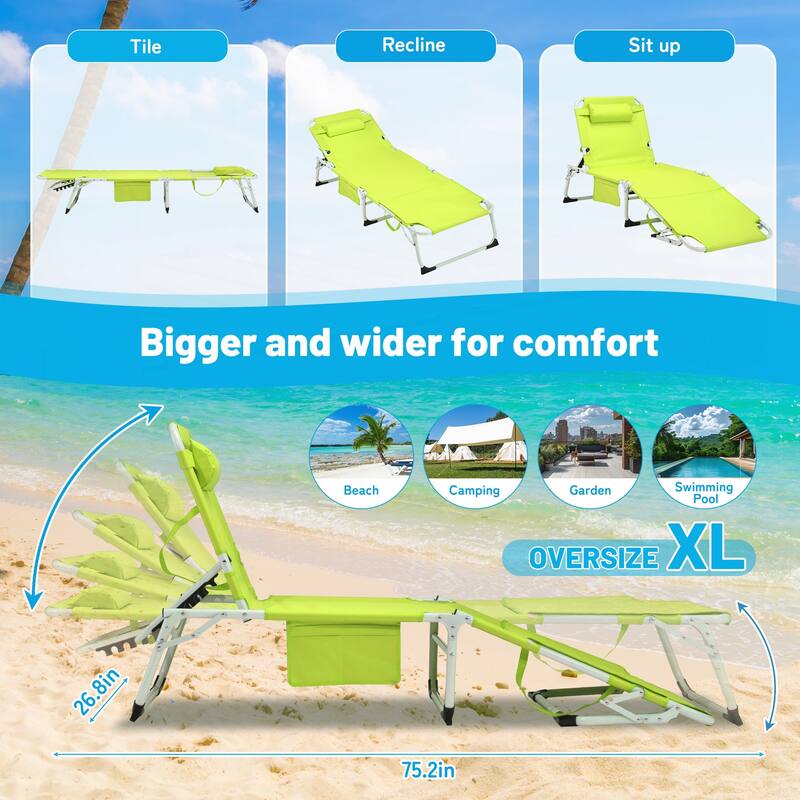 3-in-1 Heavy Duty Tanning Chair with Face Hole