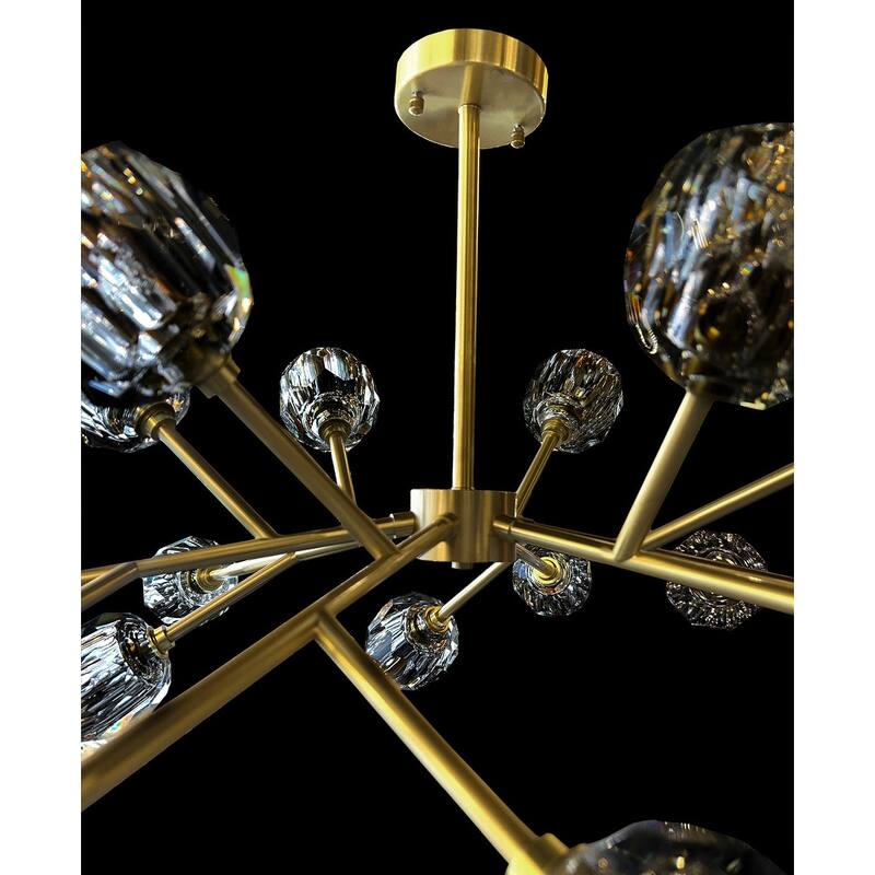Brass Sputnik Modern Crystal Chandelier 43 in Wide 18 Lights