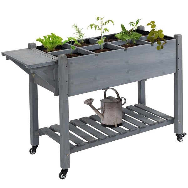 Outsunny 49'' x 21'' x 34'' Raised Garden Bed w/ 8 Grow