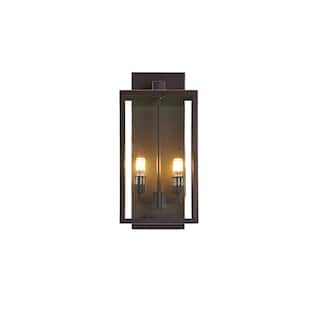 2 Light Black Outdoor Wall Sconce With Clear Glass Shade