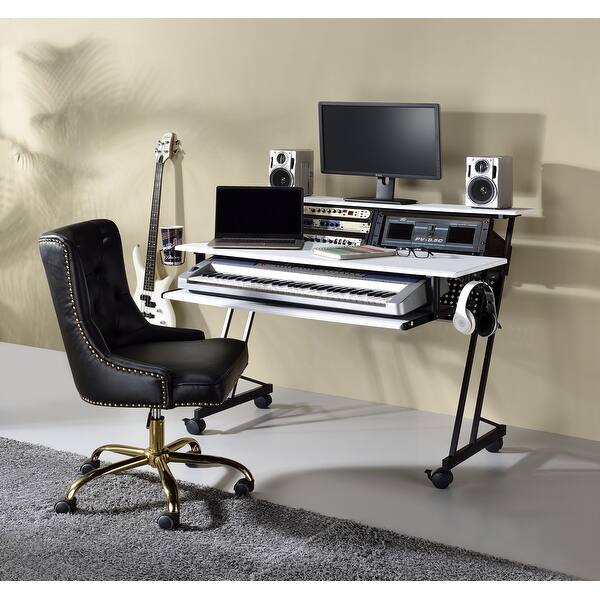 Industrial and Contemporary Suitor Computer Desk, Metal Music Recording  Studio Desk,with Open Compartment & Keyboard Tray - Overstock - 35494441