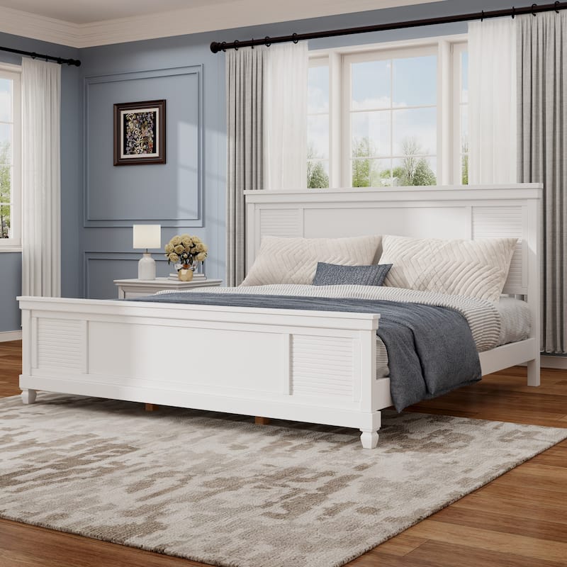 Christopher Knight Home - Elsa Elegant White Solid Wood Platform Bed with Farmhouse Style - White - King