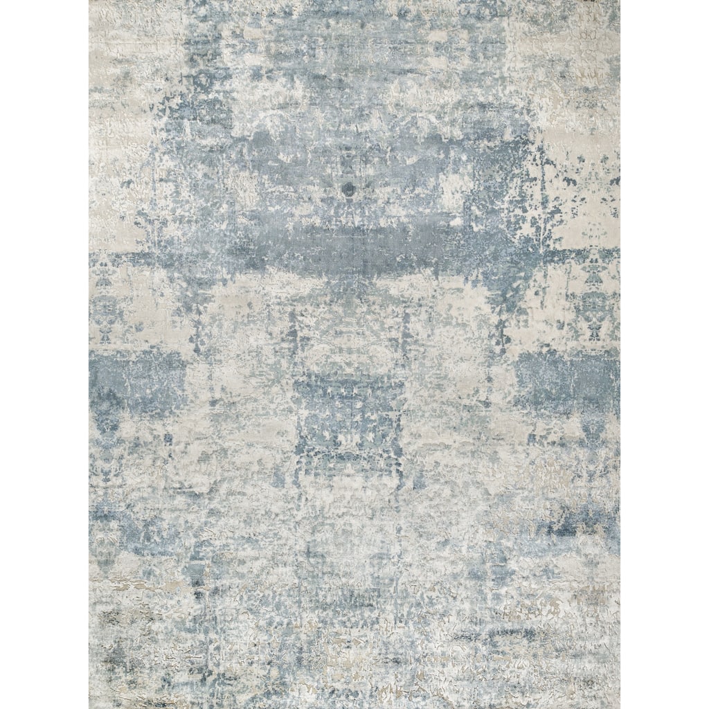 EXQUISITE RUGS Roset Hand-loomed Bamboo Silk Blue/Ivory Area Rug.