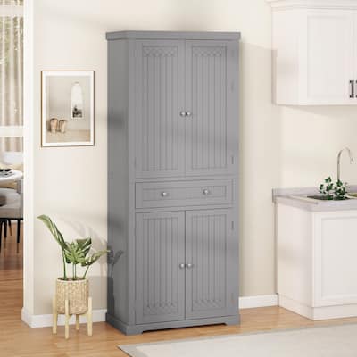 Moasis 72" Kitchen Pantry Cabinet Storage Cabinet with Drawer and Adjustable Shelves
