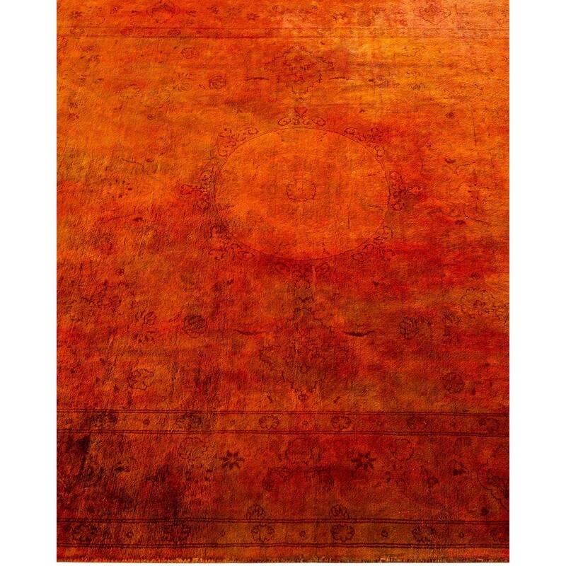 Overton Hand Knotted Wool Vintage Inspired Modern Contemporary Overdyed Orange Area Rug - 4' 2" x 6' 3"