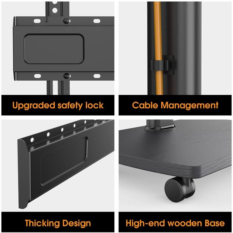 AOKCOS Modern Rolling TV Stand with Wheels for 32 to 65 inch TVs