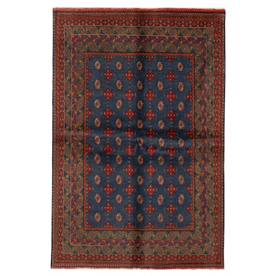 ECARPETGALLERY Hand-knotted Uzbek Kargahi Blue Wool Rug - 5'4 x 7'10