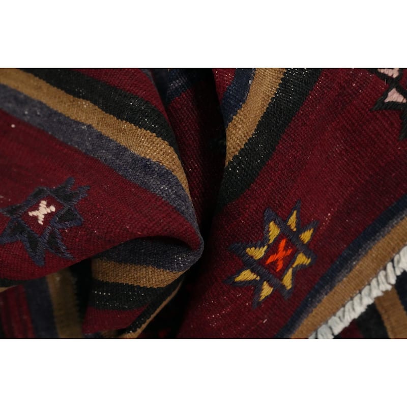 Hand Woven Oriental 100% Wool Carpet Southwestern Tribal Red Kilim Area Rug - 7' 6'' X 6' 1''