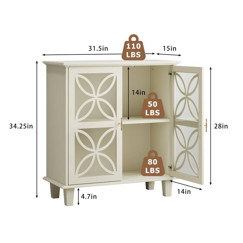 Modern 2-Door Storage Cabinet - Adjustable Shelves