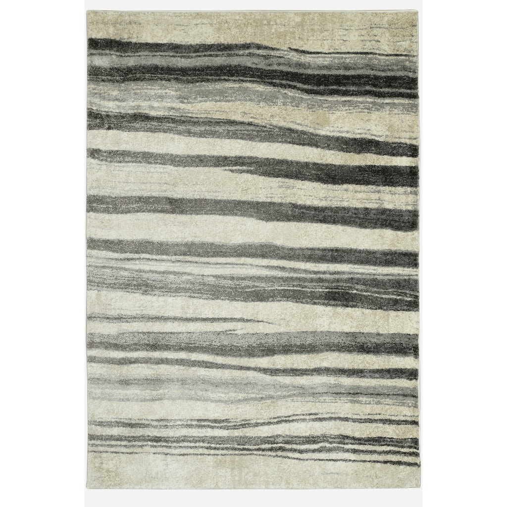 Domani Craze Contemporary Glam Black & White Striped Area Rug.