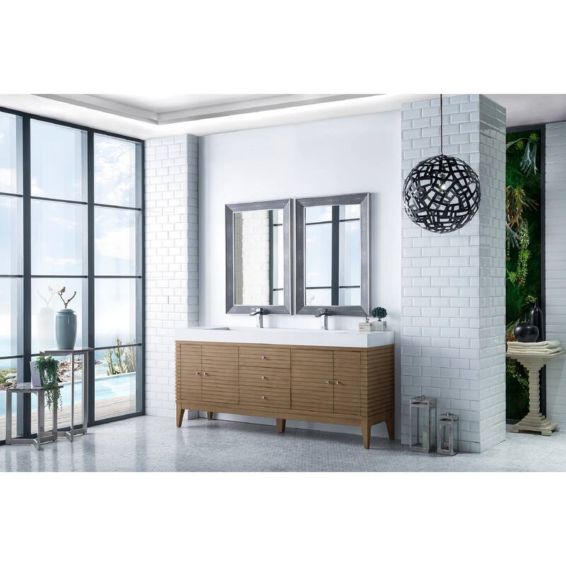 James Martin Vanities Linear 72" Double Vanity, Whitewashed Walnut