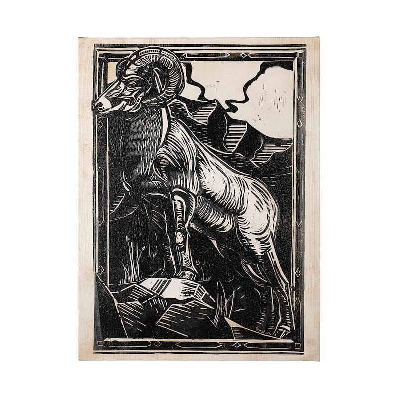 Linocut II (Ram) (40 x 55) Canvas Art Print - Large