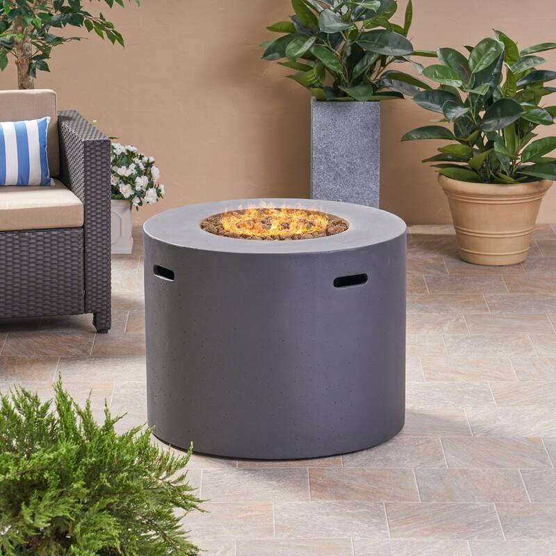 31.1 in. W x 31.1 in. D x 24.5 in. H Round Propane Burning Outdoor Fire Pit in Dark Grey