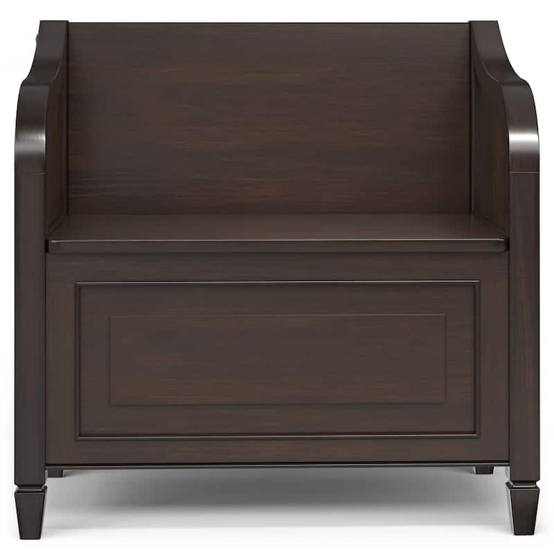 WYNDENHALL Hampshire Solid Wood 30 inch Wide Small Storage Bench and 40 inch Wide Storage Cabinet in Dark Chestnut Brown