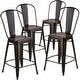 preview thumbnail 20 of 22, Distressed Metal Indoor/ Outdoor 24-inch Counter Stools (Set of 4)