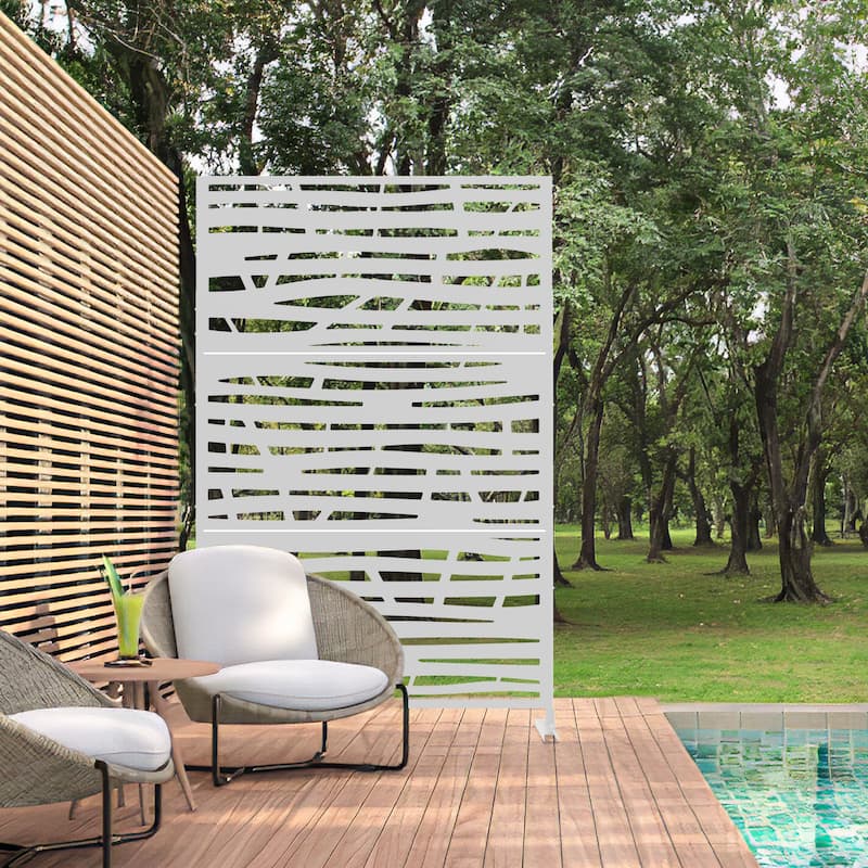 Metal Privacy Screen Wall Decoration Free Standing 6.3 ft. H