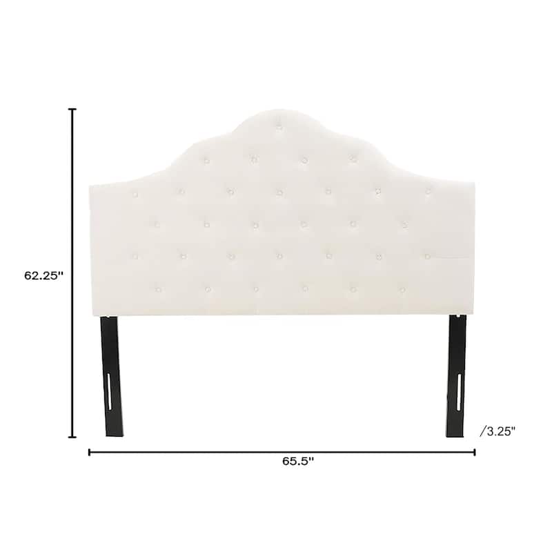 Queen Size Tufted Upholstered Headboard with Adjustable Height and Metal Legs, Modern Button Design