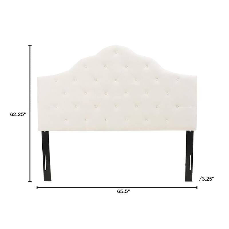 Tufted Upholstered Headboard Queen Size, Solid Wood Head Board with Durable Metal Legs