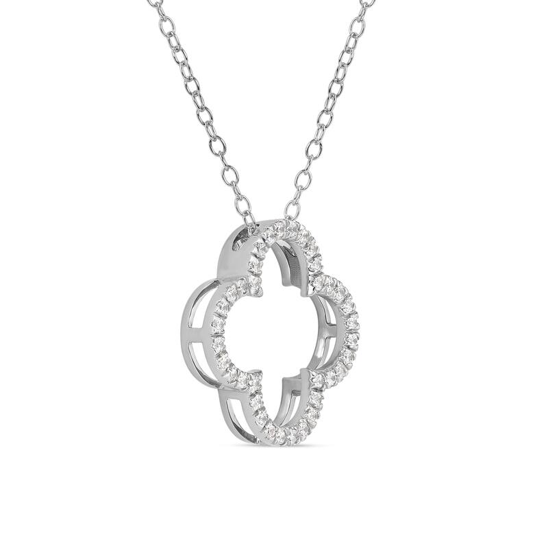 1/6ct - 1ct TDW Diamond 14K Gold Open Clover Pendant Necklace for Women