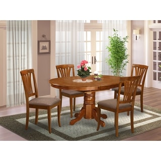 East West Furniture 5 Piece Kitchen Table Se Includes an Oval Dining Table and 4 Kitchen Chairs, Saddle Brown(Seats Options)