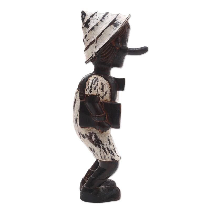 Novica Handmade Playful Boy Wood Sculpture