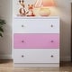 preview thumbnail 4 of 12, 3-Drawer Wooden Nightstand with Colorblock Design and Metal Handle