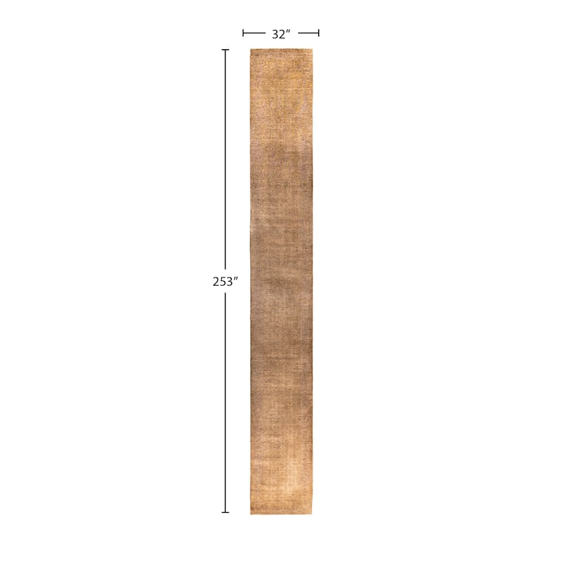 Overdyed One-of-a-Kind Hand-Knotted Runner Rug - Beige - 2' 8" x 21' 4"