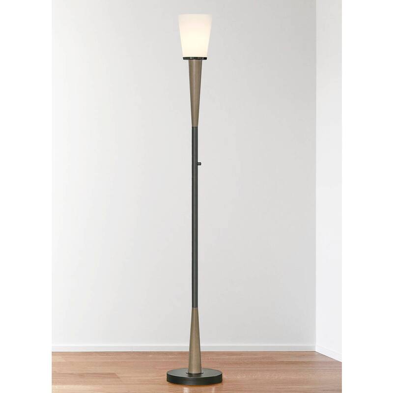 HOMEGLAM Century 72" Wood Torchiere Floor Lamp, Dimmer with LED Bulb