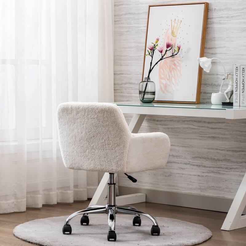Office Chair,Fluffy Fuzzy Comfortable Makeup Vanity Chair ,Swivel Desk Chair Height Adjustable