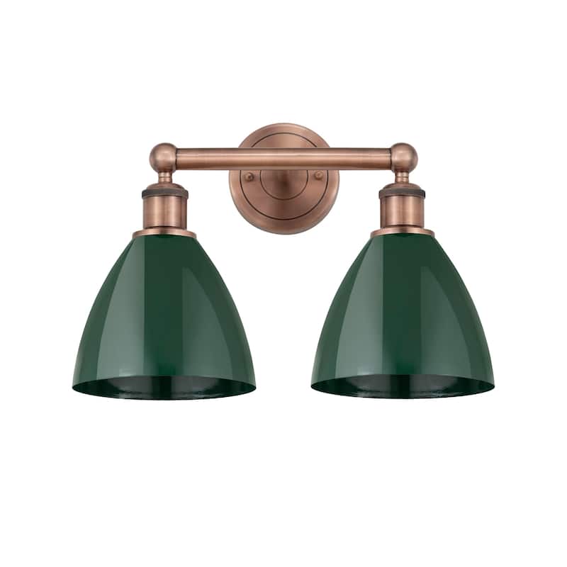 Innovations Lighting 616-2W-12-17 Plymouth Vanity Plymouth Dome 2 - Antique Copper / Green