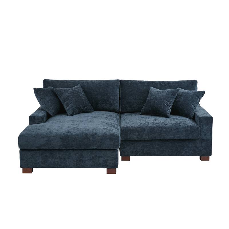 2 Set Chenille Upholstered Modular Sectional Sofa Chaise with Pillows
