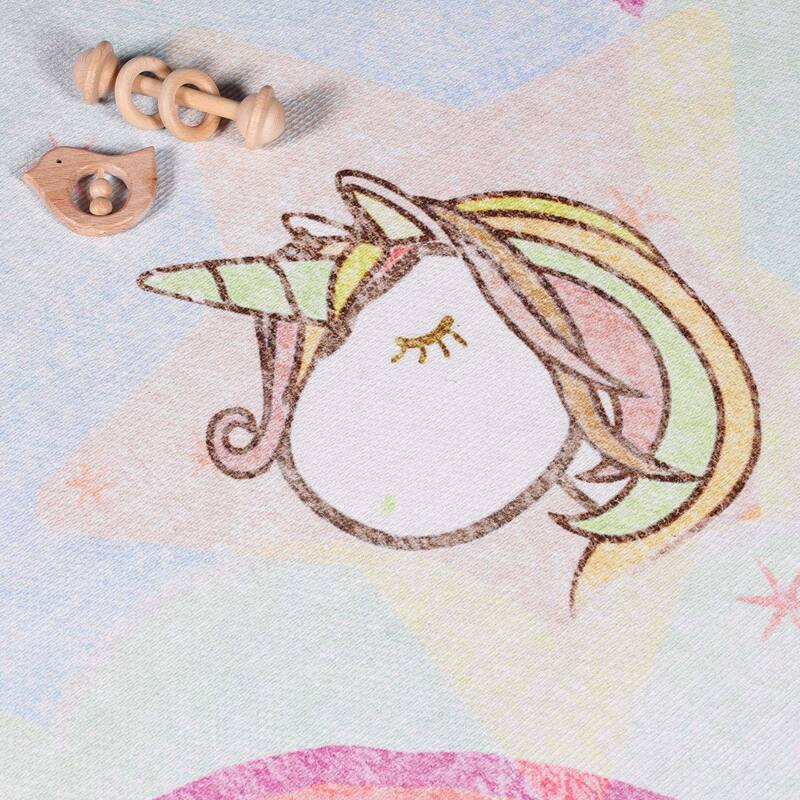 Unicorn Rainbow Colorful Playroom Indoor Area Rug by Superior