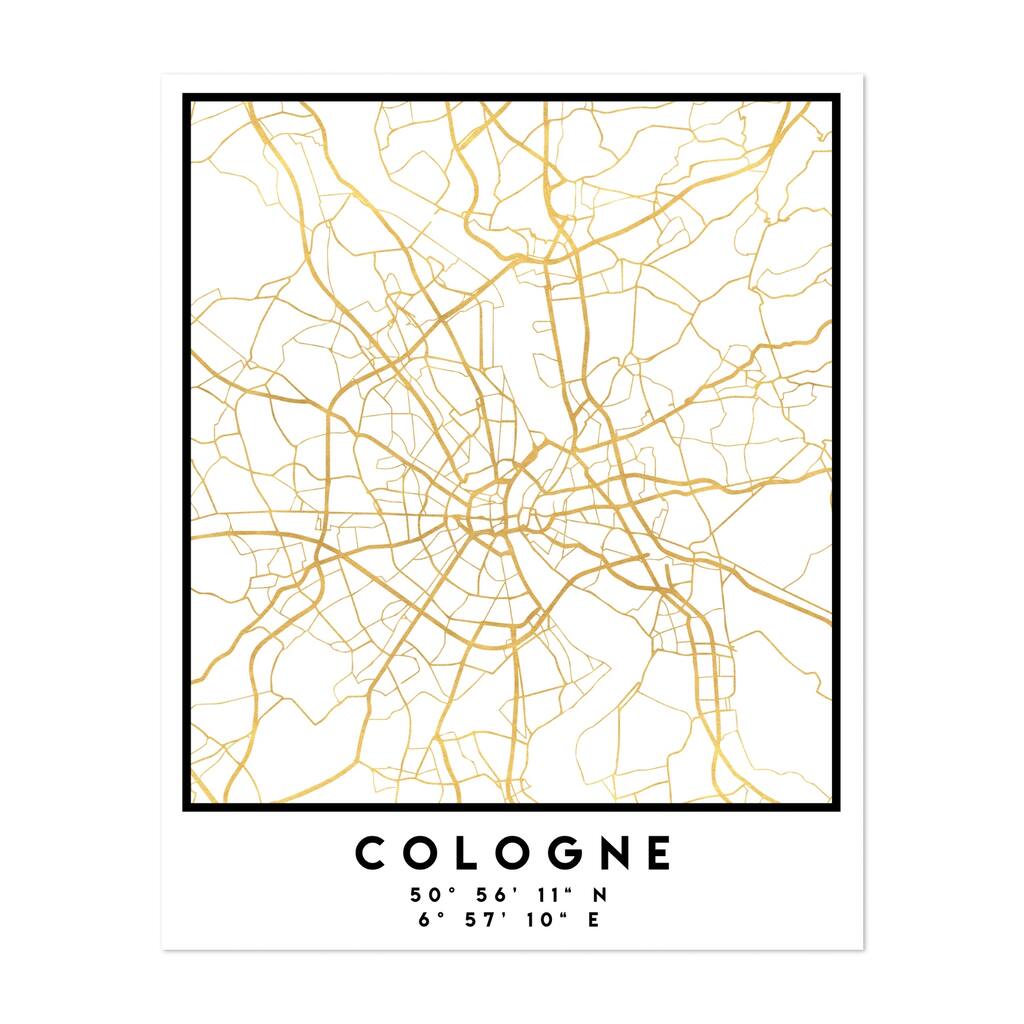 Cologne Germany Cologne Street Map Maps Minimal Art Print/Poster