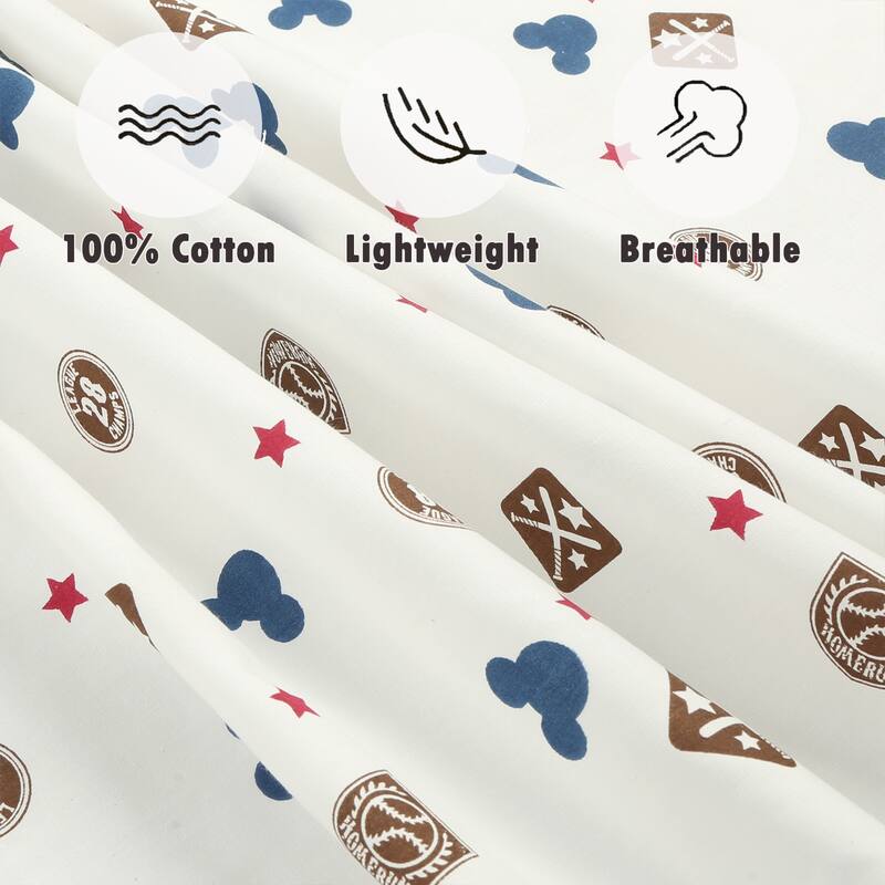 3-Piece Cotton Toddler Sheet Set for Kids Boys & Girls (Animals, Fish, Sports, Floral)