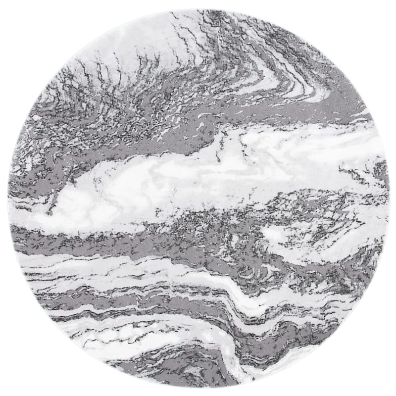 SAFAVIEH Craft Neve Modern Abstract Rug - 6'7" Round - Light Grey/Grey