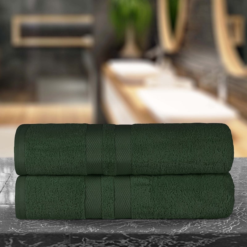 Cotton Quick-Drying 2 Piece Absorbent Solid Bath Sheet Set by Superior - Forest Green