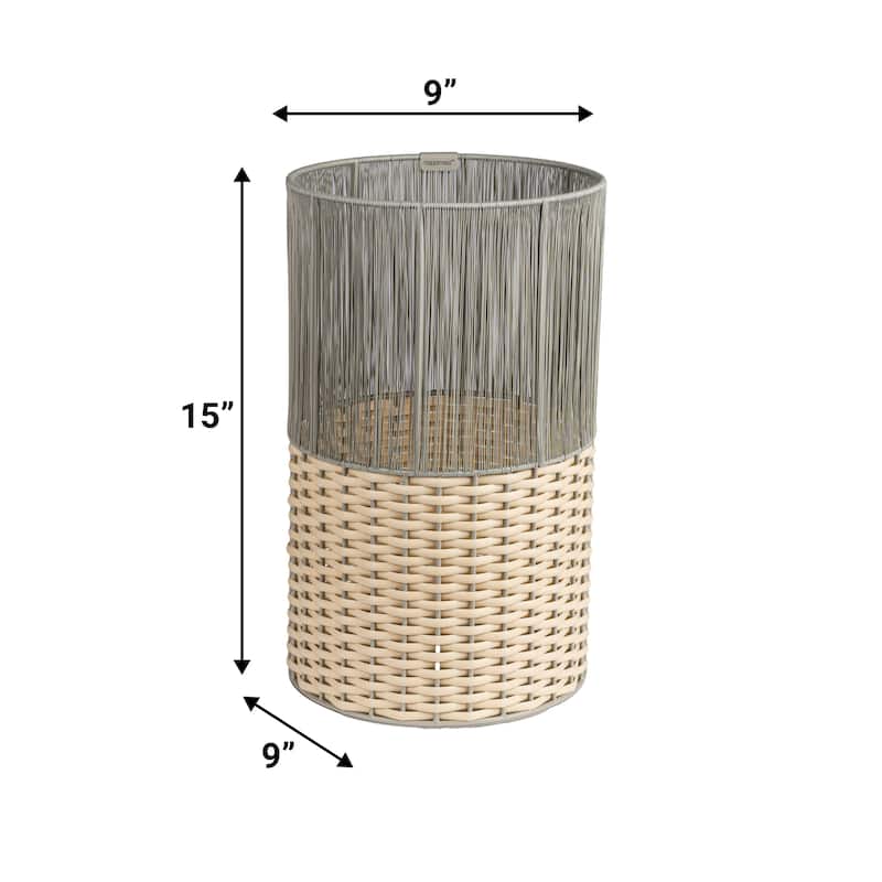 Harper Modern 4.13-Gallon 2-Tone Faux Wicker Cylinder Waste Basket