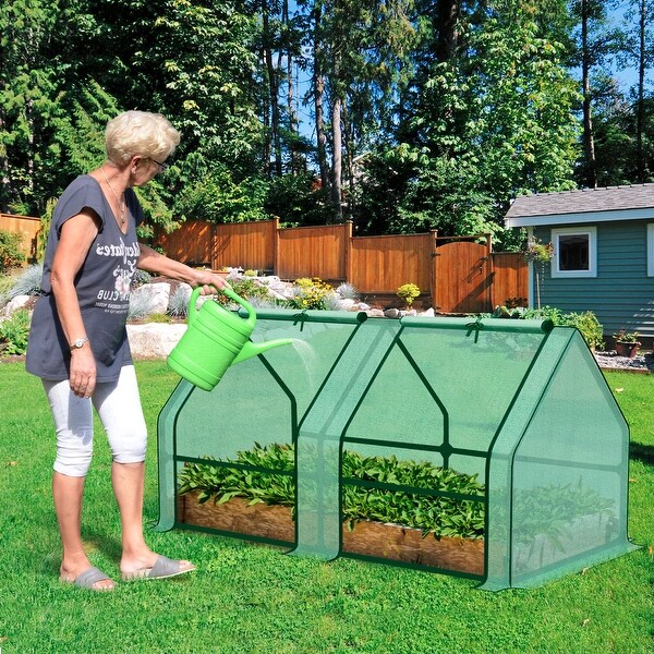Aoodor 6x3x3 ft Mini Greenhouse with 2 Zipper Doors, 3 Covers - 6