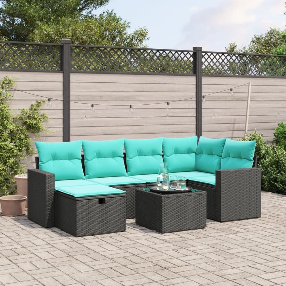 vidaXL Patio Sofa Set with Cushions Outdoor Conversation Furniture Poly Rattan