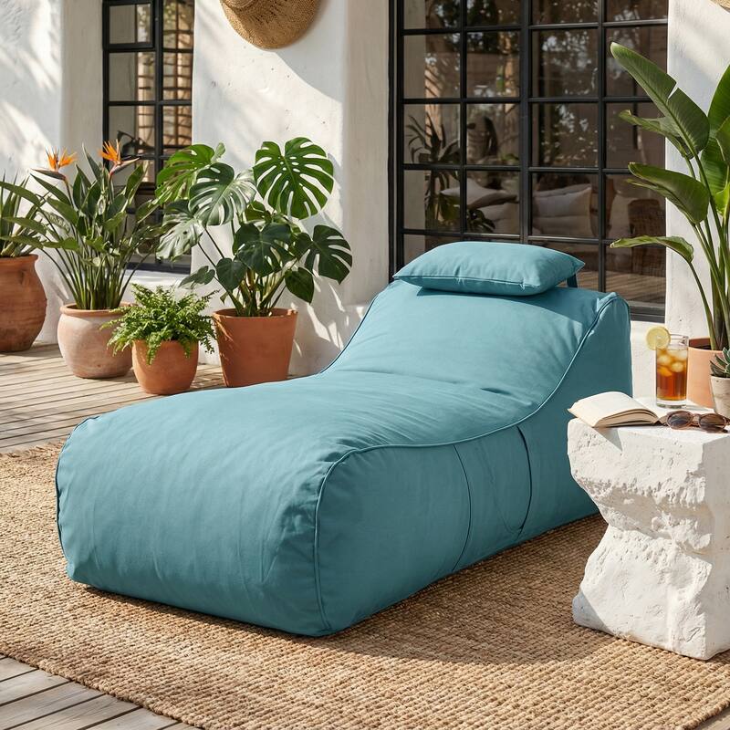 Christopher Knight Home- Fiano Fabric Outdoor Bean Bag Lounge Chair - Teal_Single