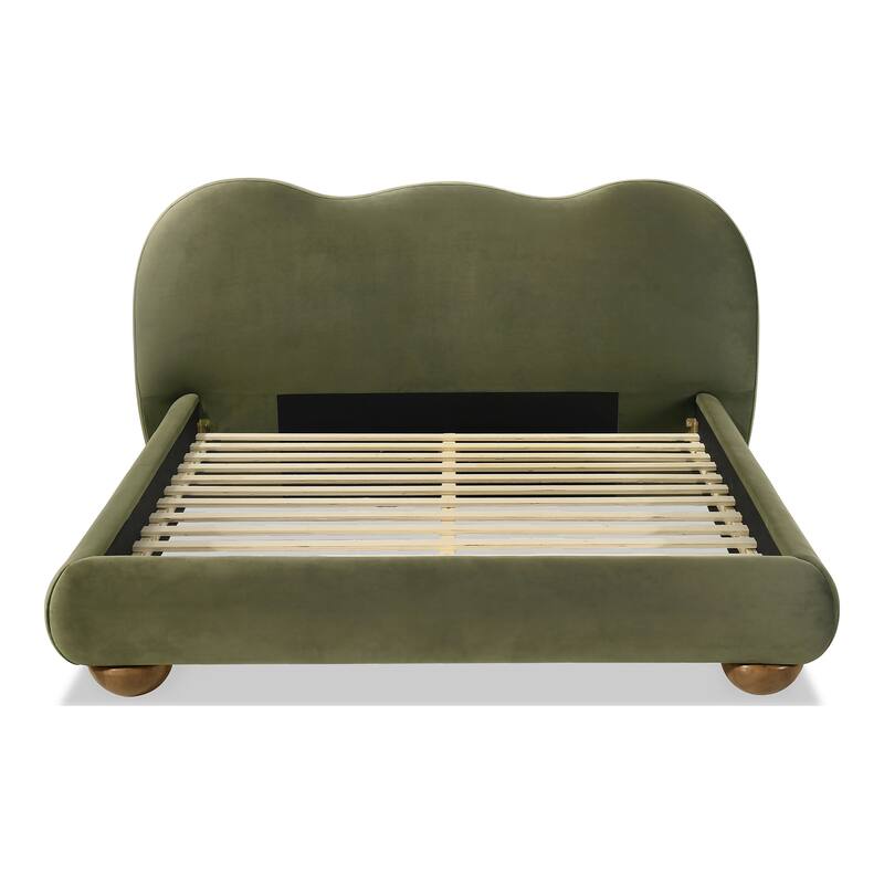 Furniture of America Nilo Modern Fabric Upholstered Platform Bed with Curved Headboard