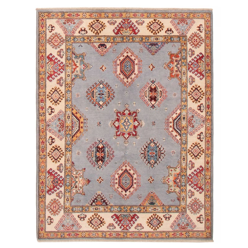 ECARPETGALLERY Hand-knotted Uzbek Ghazni Grey Wool Rug - 4'11 x 6'5 - Grey - 4'11 x 6'5