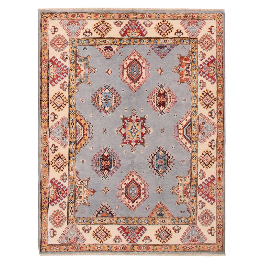 ECARPETGALLERY Hand-knotted Uzbek Ghazni Grey Wool Rug - 4'11 x 6'5