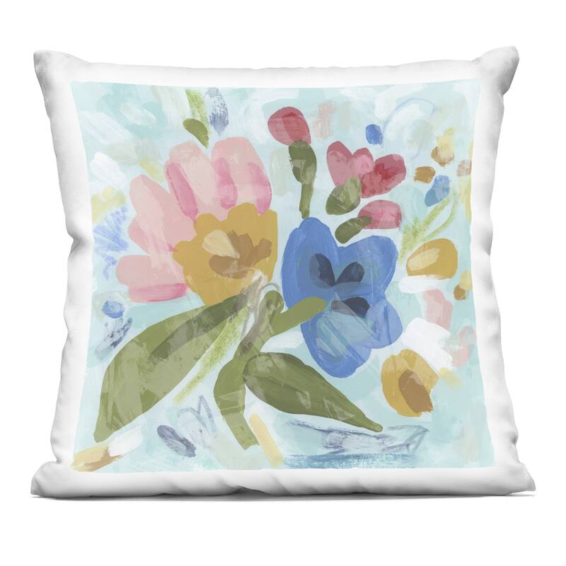 Stupell Stylish Pop Flowers Decorative Printed Throw Pillow Design by June Erica Vess - Accent - Polyester - Blue - Single