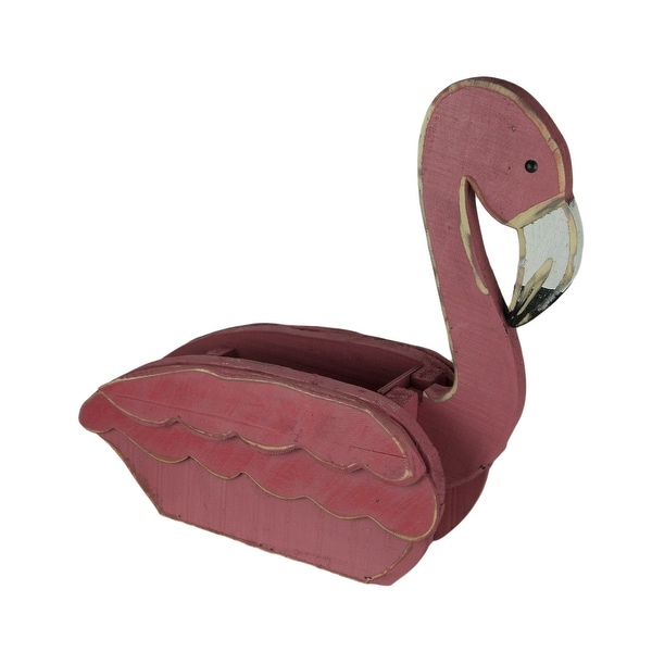 Wooden Pink Flamingo Coastal Decor Decorative Planter - 20.25 X 21.75 X 6.75 inches