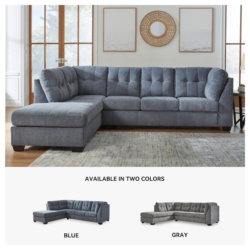 Signature Design by Ashley Marleton Dark Blue 2-Piece Sleeper Sectional with Chaise - 115"W x 91"D x 38"H
