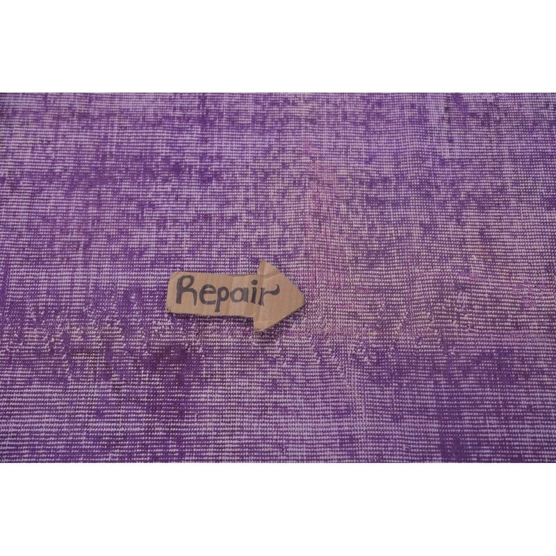 Over-Dyed Purple Anatolian Turkish Vintage Rug Handmade Wool Carpet - 6'10" x 10'0"