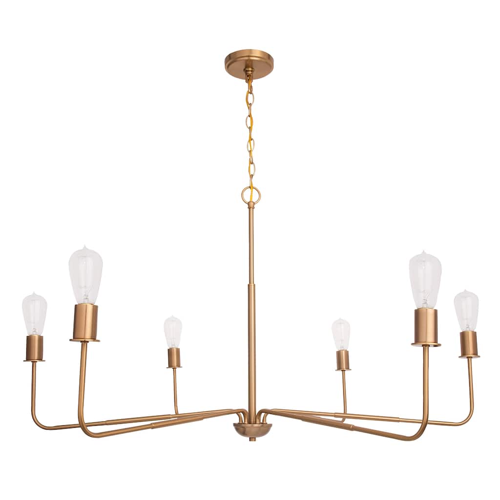 Radiant 6 Light Modern Farmhouse Chandelier - Gold - 42"D x 42"W x 79"H