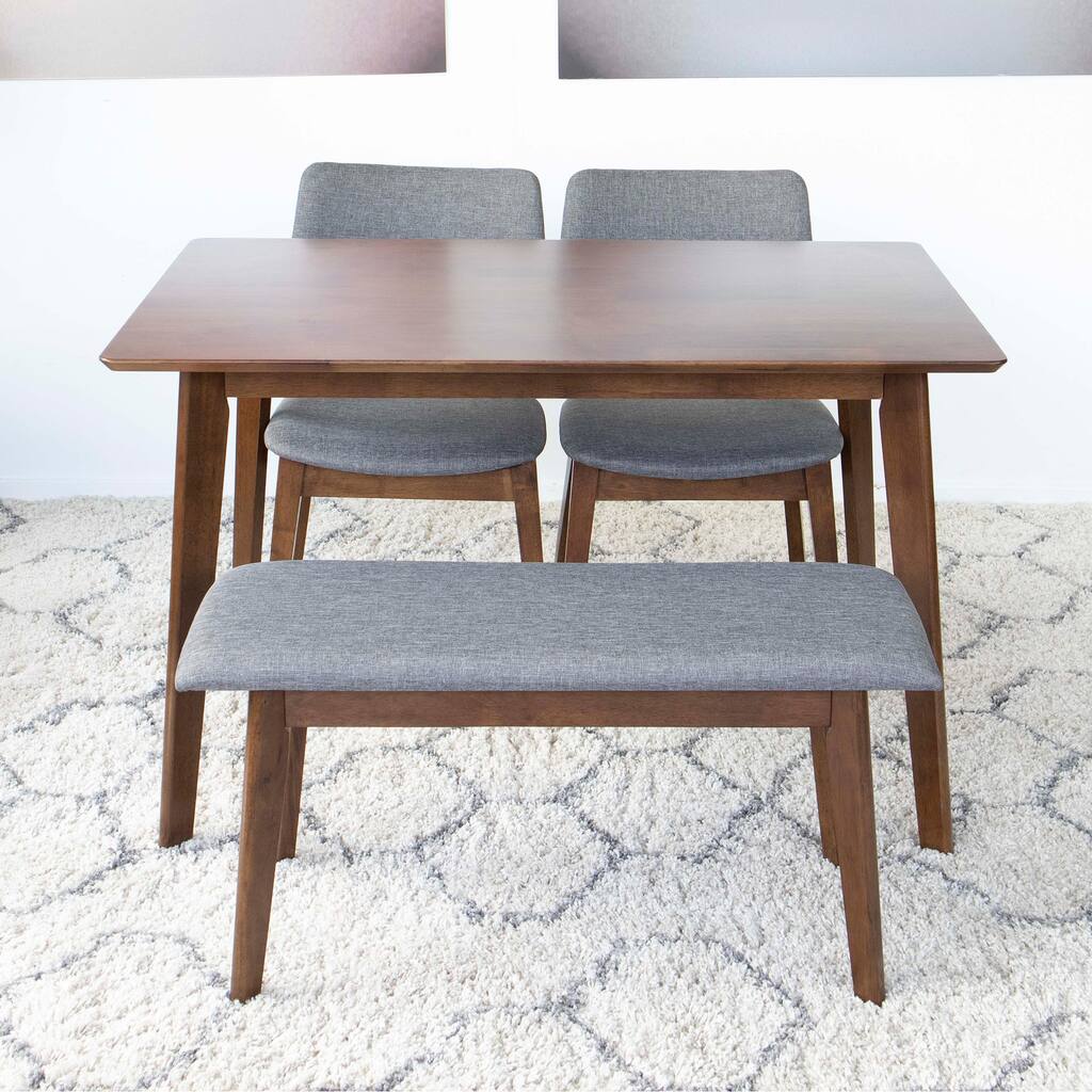 Adele 4-Piece Mid-Century Modern Rectangular Dining Set in Grey
