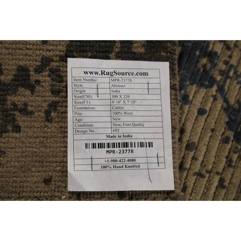 Handmande Abstract Indian Area Rug Handmade Wool Carpet - 7'10"x 9'10"